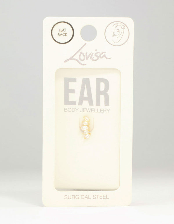 Gold Plated Surgical Steel Diamante Flat Back Stud