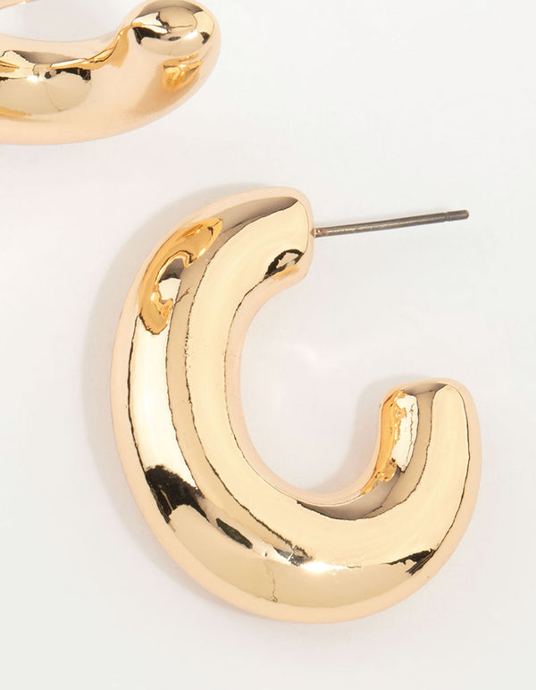 Gold Thick C Hoop Earrings