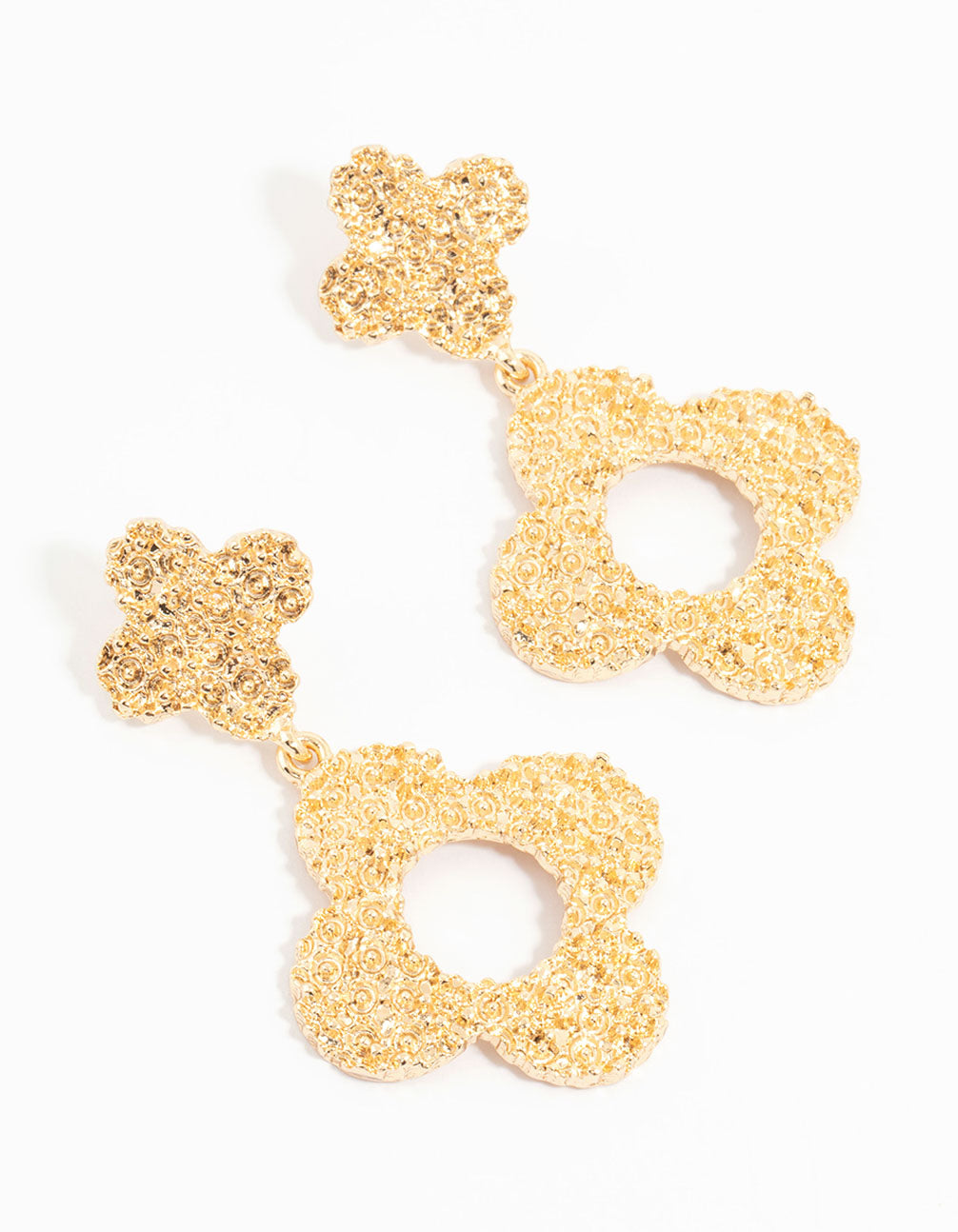 Gold Hollow Flower Drop Earrings
