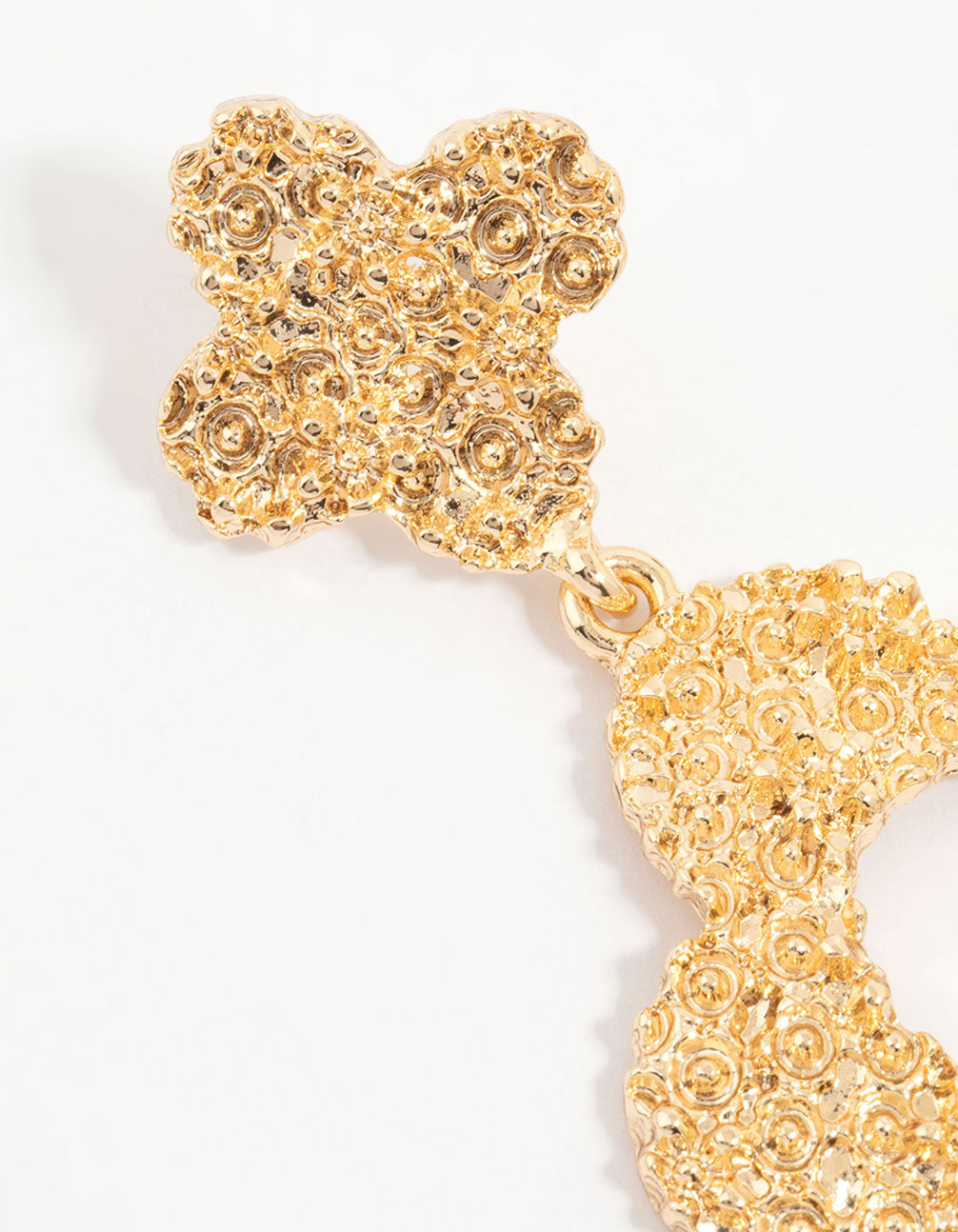 Gold Hollow Flower Drop Earrings