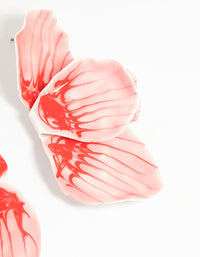 Gold Pink Coated Metal Hammered Statement Petal Stud Earrings - link has visual effect only