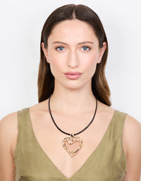 Gold Molten Heart Cord Pendant Necklace - link has visual effect only