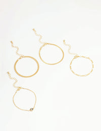Gold Diamante Mixed Chain Bracelets 4-Pack - link has visual effect only