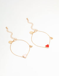 Gold Heart Charm Bracelets 2-Pack - link has visual effect only