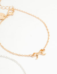 Mixed Metals Bow Bracelets 3-Pack - link has visual effect only
