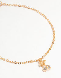 Mixed Metal Diamante Cherry Bracelets 2-Pack - link has visual effect only