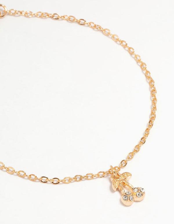 Mixed Metal Diamante Cherry Bracelets 2-Pack