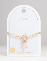 Gold Pearl Heart Charm T & O Bracelet - link has visual effect only