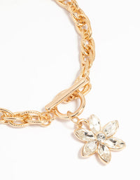 Gold Diamante Flower Charm T & O Bracelet - link has visual effect only