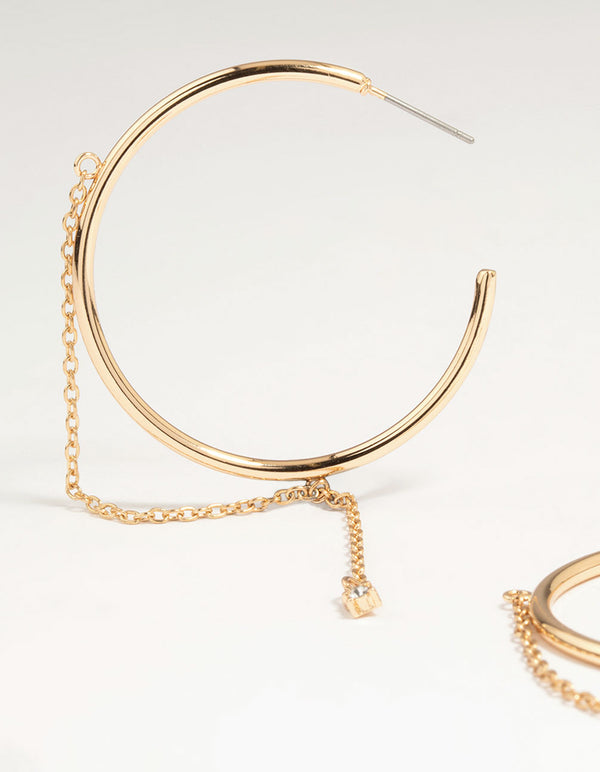 Gold Dainty Chain Hoop Earrings