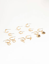 Gold Drop Hoop Earrings 6-Pack - link has visual effect only