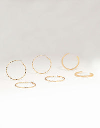 Gold Smooth & Twist Hoop Earrings 3-Pack - link has visual effect only