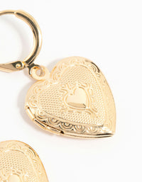 Gold Heart Locket Drop Earrings - link has visual effect only