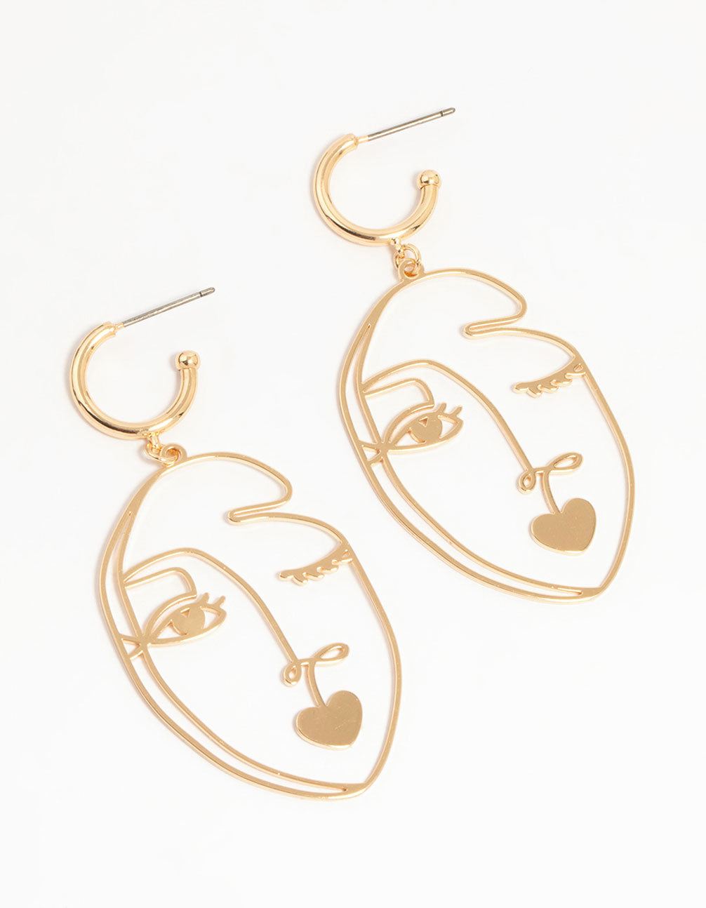 Gold Kissy Face Drop Earrings