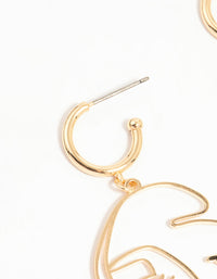 Gold Kissy Face Drop Earrings - link has visual effect only