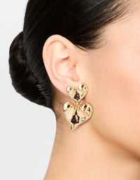 Gold Double Heart Drop Earrings - link has visual effect only