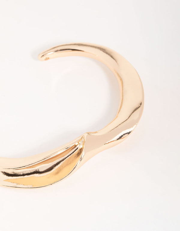 Gold Abstract Smooth Large Wrist Cuff