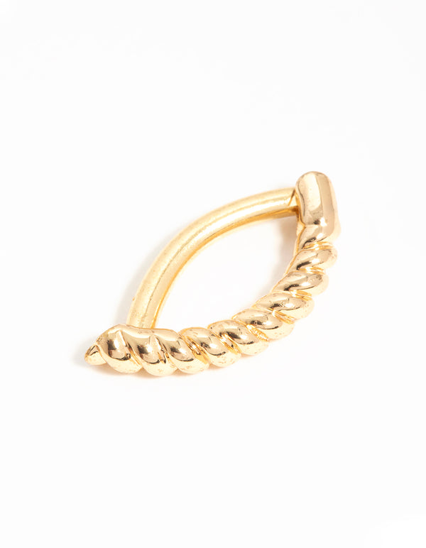 Gold Plated Surgical Steel Twisted Half Hoop Belly Bar