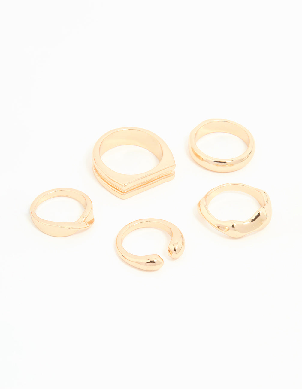 Gold Chunky Mixed Ring 8-Pack