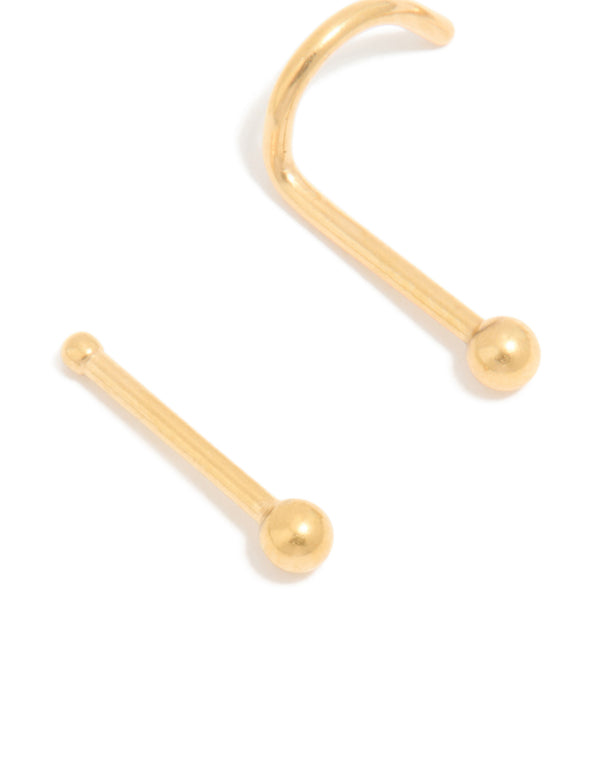 Gold Plated Titanium Nose Studs 3-Pack