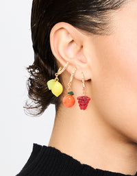 Gold Fruit Stud Earrings 3-Pack - link has visual effect only