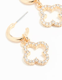 Gold Diamante Flower Huggie Earrings - link has visual effect only
