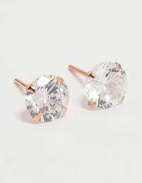 Rose Gold Plated Sterling Silver Cubic Zirconia Stud Earrings - link has visual effect only