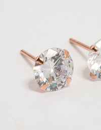 Rose Gold Plated Sterling Silver Cubic Zirconia Stud Earrings - link has visual effect only