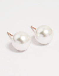 Rose Gold Plated Sterling Silver Pearl Stud Earrings - link has visual effect only
