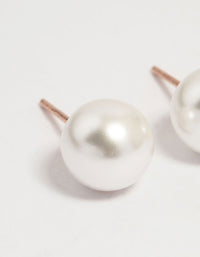Rose Gold Plated Sterling Silver Pearl Stud Earrings - link has visual effect only