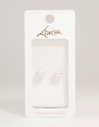Rose Gold Plated Sterling Silver Pearl Stud Earrings - link has visual effect only