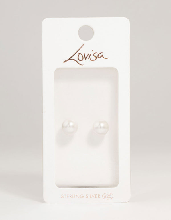 Rose Gold Plated Sterling Silver Pearl Stud Earrings