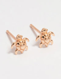 Rose Gold Plated Sterling Silver Turtle Stud Earrings - link has visual effect only