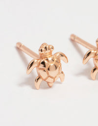 Rose Gold Plated Sterling Silver Turtle Stud Earrings - link has visual effect only
