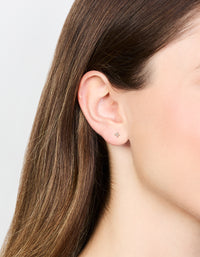 Rose Gold Plated Sterling Silver Cubic Zirconia Micro Flower Stud Earrings - link has visual effect only