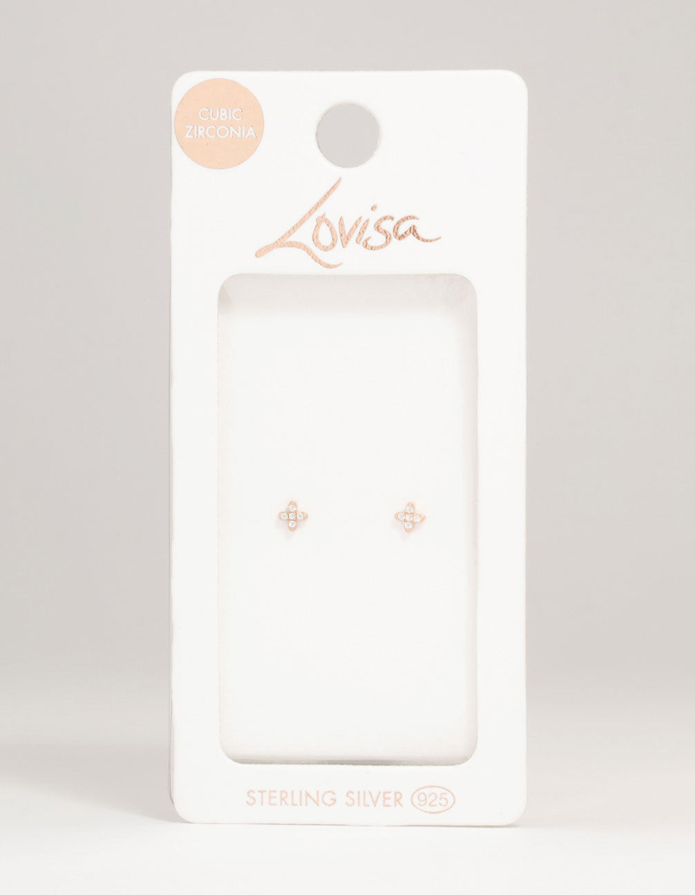 Rose Gold Plated Sterling Silver Cubic Zirconia Micro Flower Stud Earrings