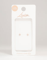 Rose Gold Plated Sterling Silver Cubic Zirconia Micro Flower Stud Earrings - link has visual effect only