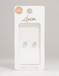 Rose Gold Plated Sterling Silver Cubic Zirconia Stud Earrings - link has visual effect only