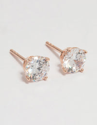 Rose Gold Plated Sterling Silver Cubic Zirconia Stud Earrings - link has visual effect only