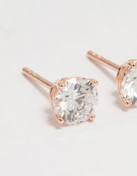 Rose Gold Plated Sterling Silver Cubic Zirconia Stud Earrings - link has visual effect only