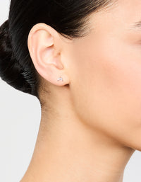 Rose Gold Plated Sterling Silver Cubic Zirconia Dolphin Tail Stud Earrings - link has visual effect only