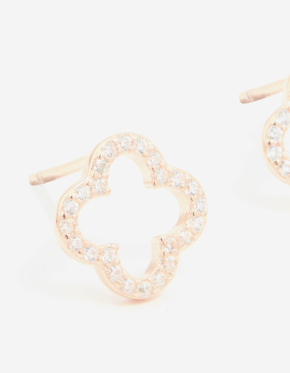Rose Gold Plated Sterling Silver Cubic Zirconia Flower Stud Earrings