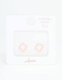 Rose Gold Plated Sterling Silver Cubic Zirconia Flower Stud Earrings - link has visual effect only