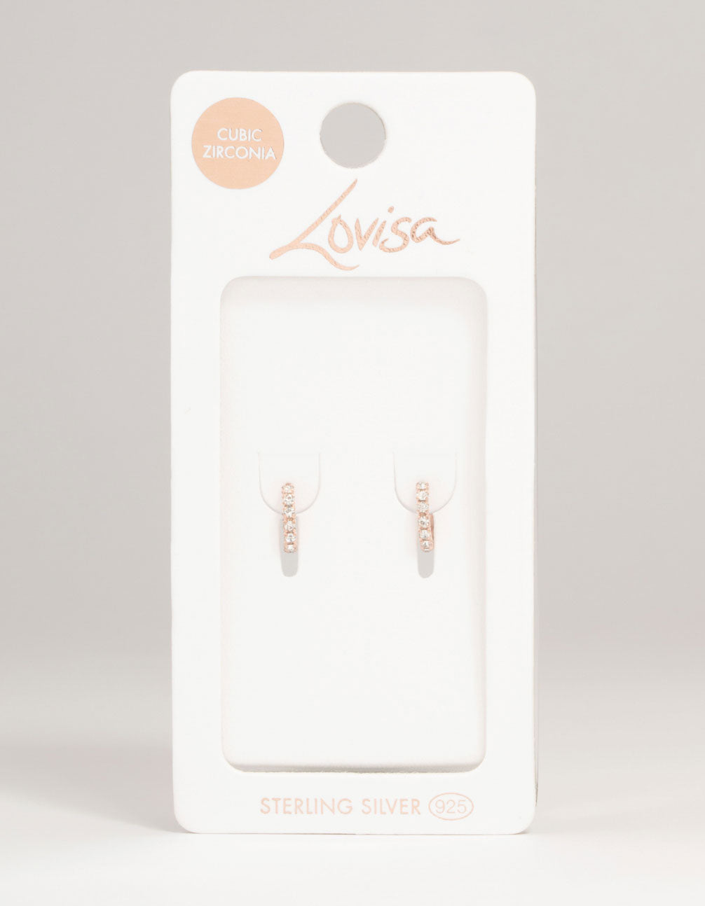 Rose Gold Plated Sterling Silver Cubic Zirconia Mini Open Hoop Earrings