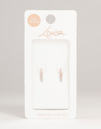 Rose Gold Plated Sterling Silver Cubic Zirconia Mini Open Hoop Earrings - link has visual effect only