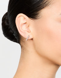 Rose Gold Plated Sterling Silver Cubic Zirconia Huggie Earrings - link has visual effect only