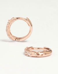 Rose Gold Plated Sterling Silver Cubic Zirconia Huggie Earrings - link has visual effect only