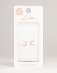 Rose Gold Plated Sterling Silver Cubic Zirconia Huggie Earrings - link has visual effect only