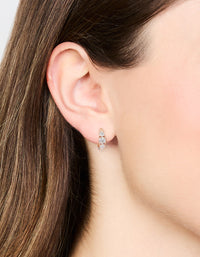 Rose Gold Plated Sterling Silver Cubic Zirconia Round Huggie Earrings - link has visual effect only