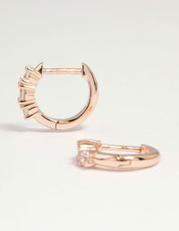 Rose Gold Plated Sterling Silver Cubic Zirconia Round Huggie Earrings - link has visual effect only